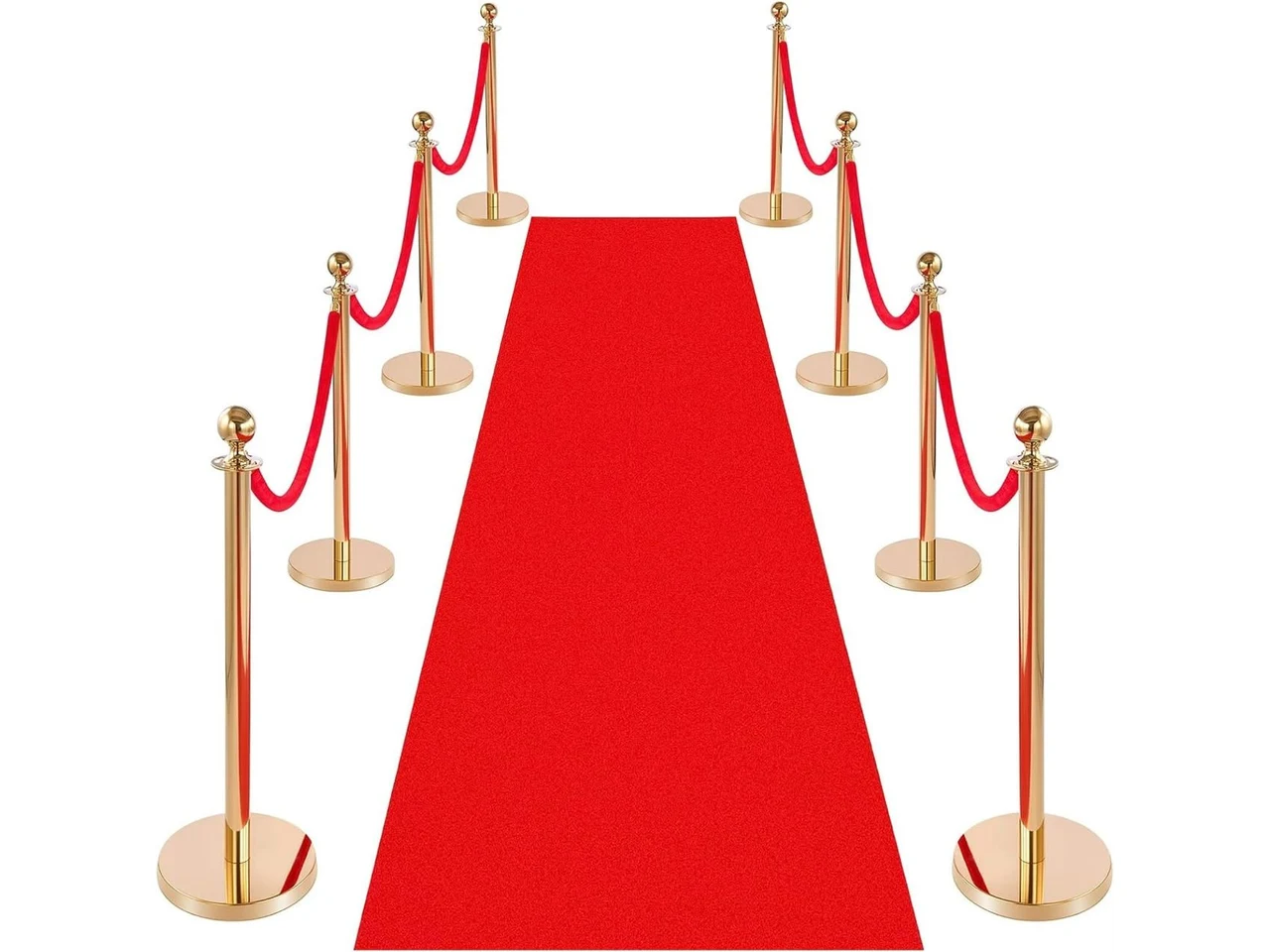 Roter Teppich mit goldenen Absperrständern und roten Samtseilen